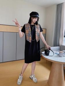 ［爱美欧］夏季新款 格子批肩两件套显瘦连衣裙,女装连衣裙,爱美欧