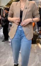 AX308欧洲站2021夏季新款女士气质简约显瘦薄料减龄外套，女装，L·H·X