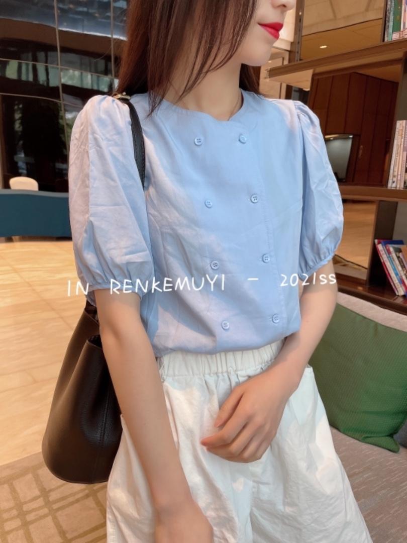 现货夏季双排口小衫爆，女装，人可·木易