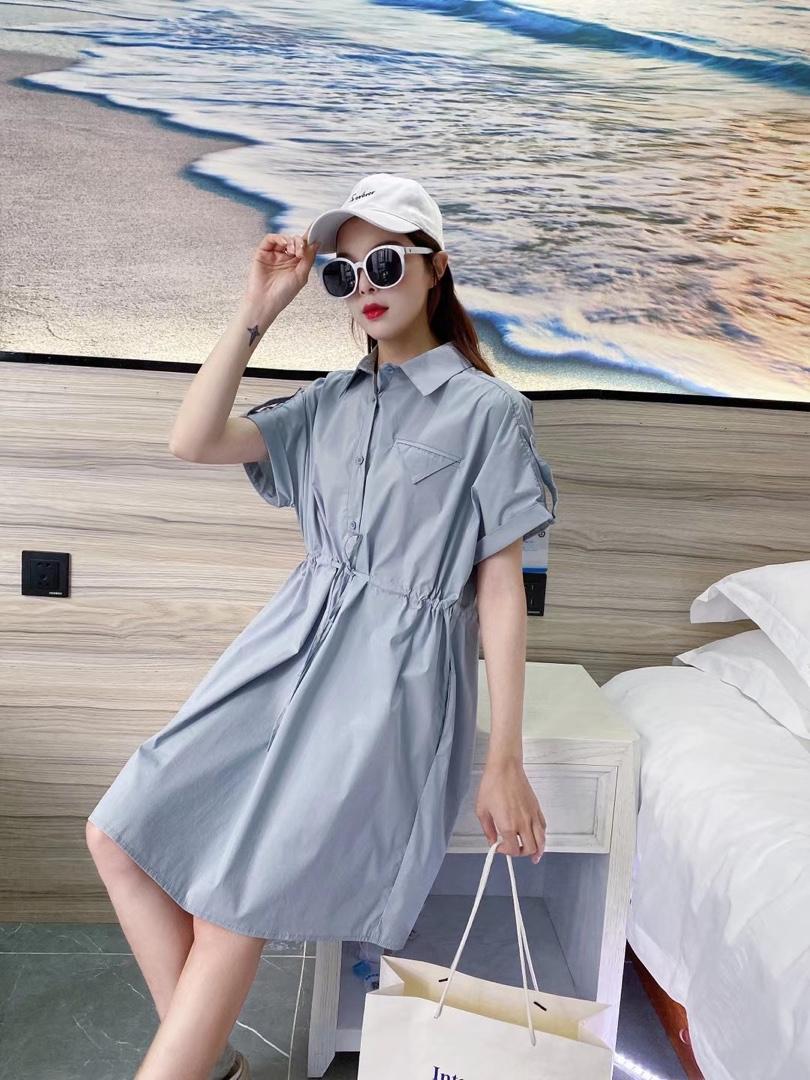 爱美欧夏季衬衫收腰连衣裙，女装衬衫，爱美欧