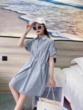 爱美欧夏季衬衫收腰连衣裙，女装衬衫，爱美欧