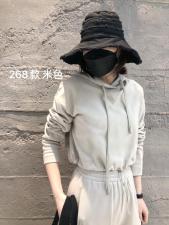 现货春简易设计感短款套装束绳连帽休闲裤，女装职业装，ABout阿布