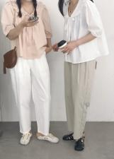 （现货）夏季新款，松紧腰麻料萝卜裤，女装，小时代