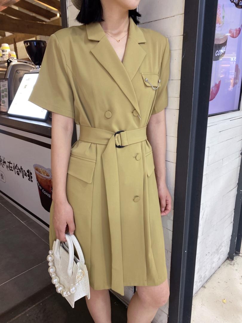 【现货】夏季新品气质显瘦西装连衣裙，女装西装，蓝典