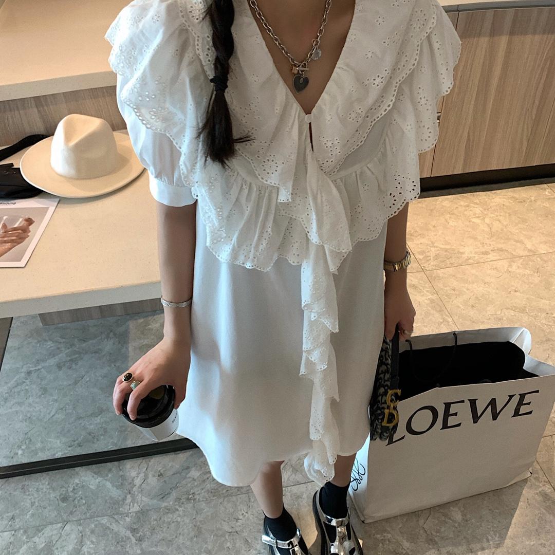 法式荷叶边衬衫裙，女装衬衫，XTZ style