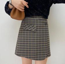 现货冬装新款格子裙裤，女装，春天