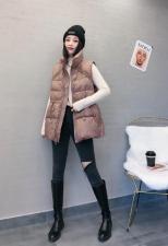 ZCL508气质拼罗口洋气抽绳百分百羽绒马甲，女装马夹，L·H·X