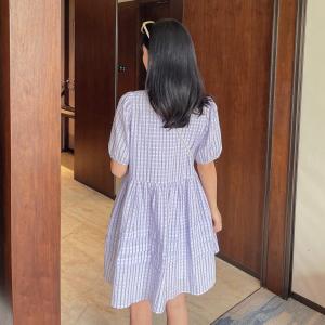 【现货】夏季新款泡泡袖宽松韩版连衣裙，女装连衣裙，裴兔子