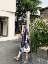 条纹T裙拼接亮色，女装，Queena PHoebe