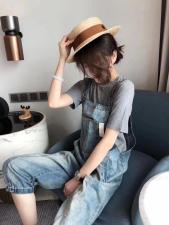 背带牛仔裤，女装牛仔裤，玫瑰共和国