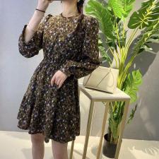 【春装新款】碎花中长款收腰雪纺连衣裙，女装连衣裙，QIANCHEN 谦晨