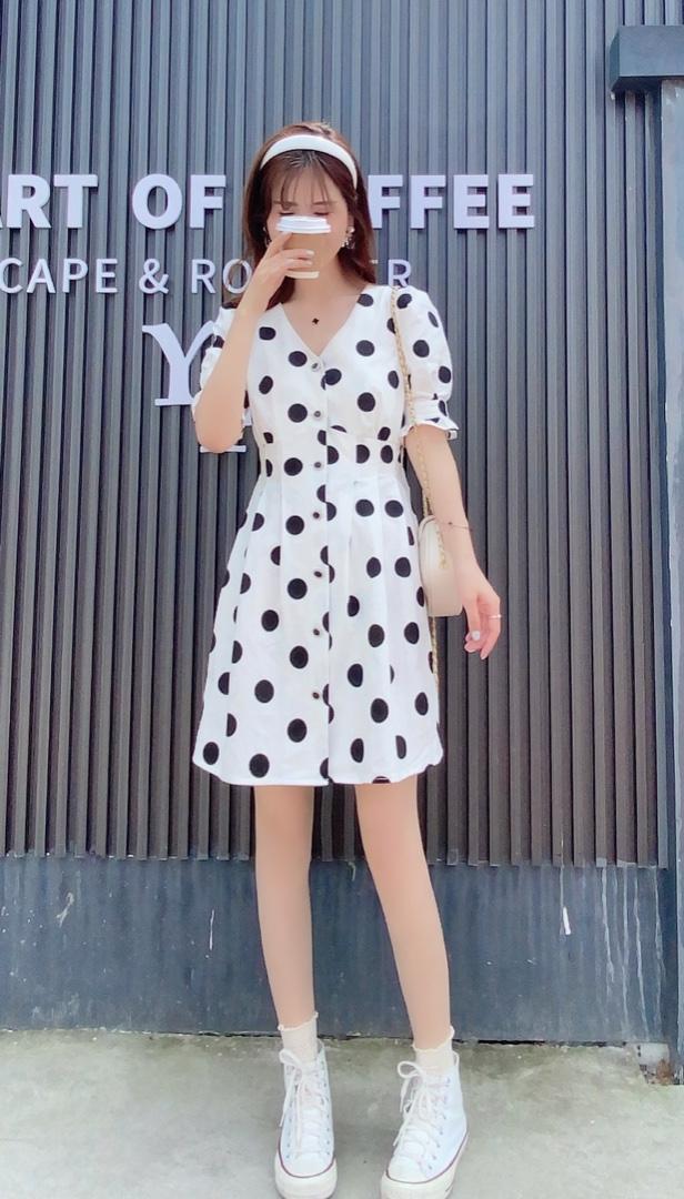 波点花裙，女装，Linda Jean