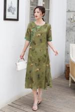 夏季香云丝大版妈妈款风旗袍款连衣裙，女装婚纱/旗袍/礼服，矢口日慧