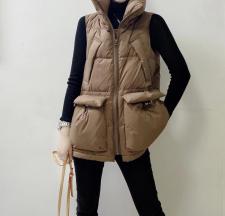 DG830欧货大口袋立领拉链百分百羽绒马甲，女装马夹，L·H·X