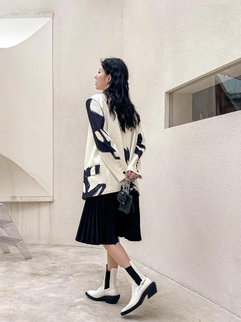 设计师款水墨风印花西装，女装西装，JY.OUBEN
