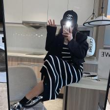 1409吊带条纹长裙，女装背心吊带，XTZ style