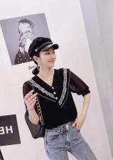 夏季针织拼接短款，女装，思情依人
