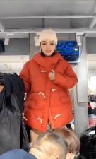 DG855韩版时尚潮流牛角扣连帽设计保暖羽绒服，女装羽绒服，L·H·X