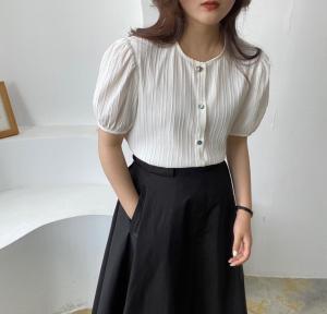 圆领彩扣子小衫,女装,土布鱼
