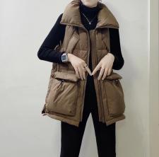 DG830欧货大口袋立领拉链百分百羽绒马甲，女装马夹，L·H·X