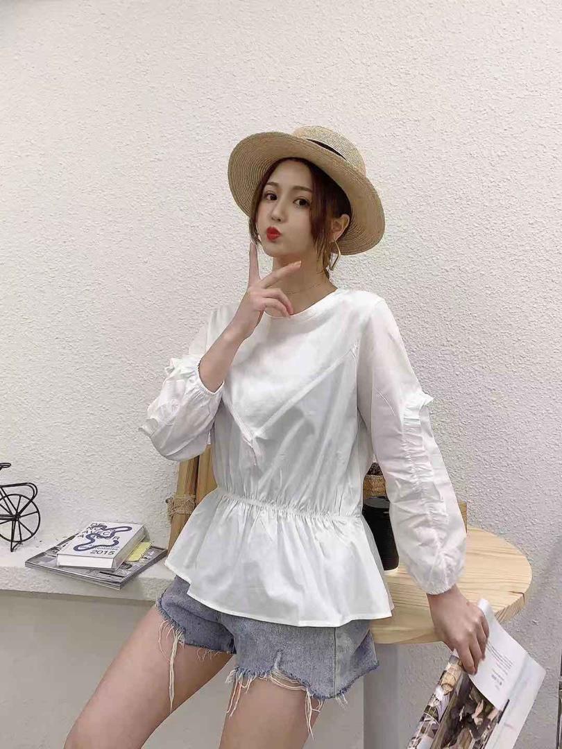 针织拼接棉质小衫，女装，萌蔻