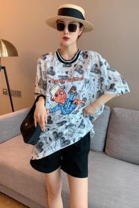 稻草人v领大T恤,女装T恤,斐媞梦
