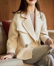 SL20111韩范儿大扣子西装领百分百羊毛双面呢短款外套，女装西装，L·H·X