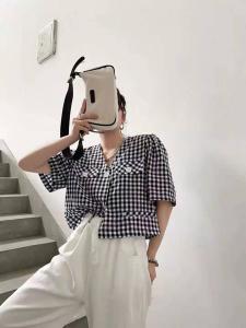 欧货格子两件套套装,女装职业装,媞默