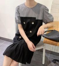 拼接连衣裙现货，女装连衣裙，赫她娜