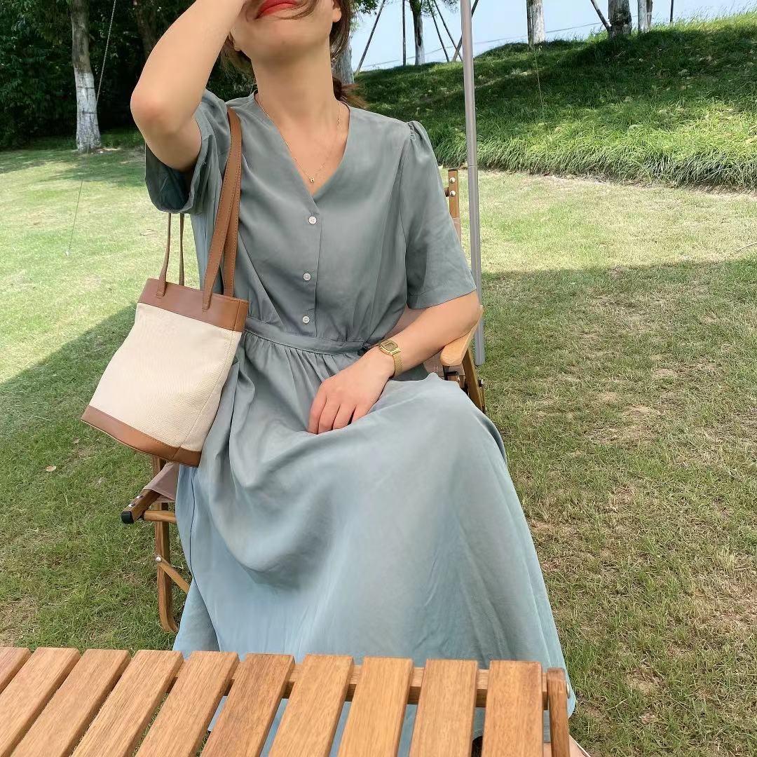 昕闻韩货真丝连衣裙，女装连衣裙，昕闻