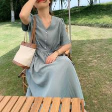 昕闻韩货真丝连衣裙，女装连衣裙，昕闻