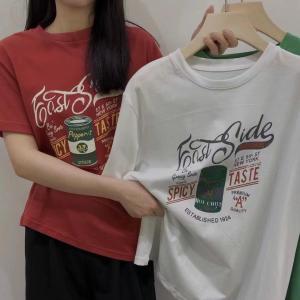 夏季新款 复古印花短T 棉麻条纹T,女装,12PJL