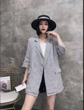 AX8108时尚洋气两粒扣小细格麻料西装外套，女装西装，L·H·X