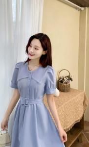 现货2021夏新款小清新淑女短袖连衣裙M -XXL,女装连衣裙,艾涵