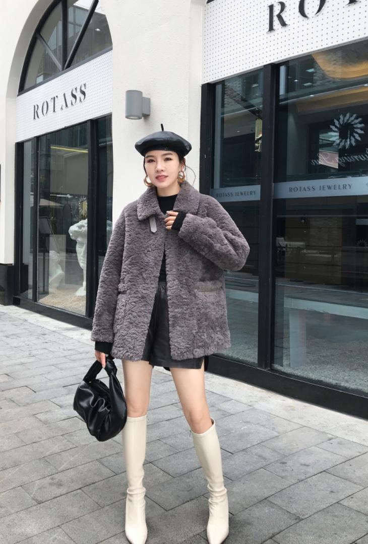 冬季皮毛一体外套，莫卡熊手感超柔，女装，米朵拉