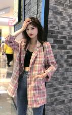 SGH2103春季新款格子款青春靓丽百搭简约西装外套，女装西装，L·H·X