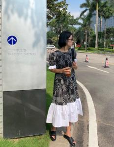 拼接水墨画连衣裙,女装连衣裙,U SAY(3F)