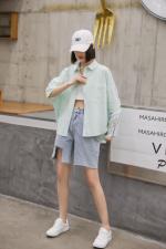 夏天短袖衬衫纯棉，女装衬衫，品炫姿