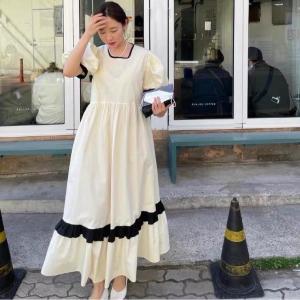 【现货】OURS.夏季新款韩代气质拼条连衣裙,女装连衣裙,OURS