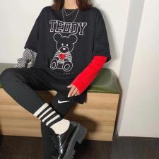 现货，欧货撞色小熊T，女装，依依莱客
