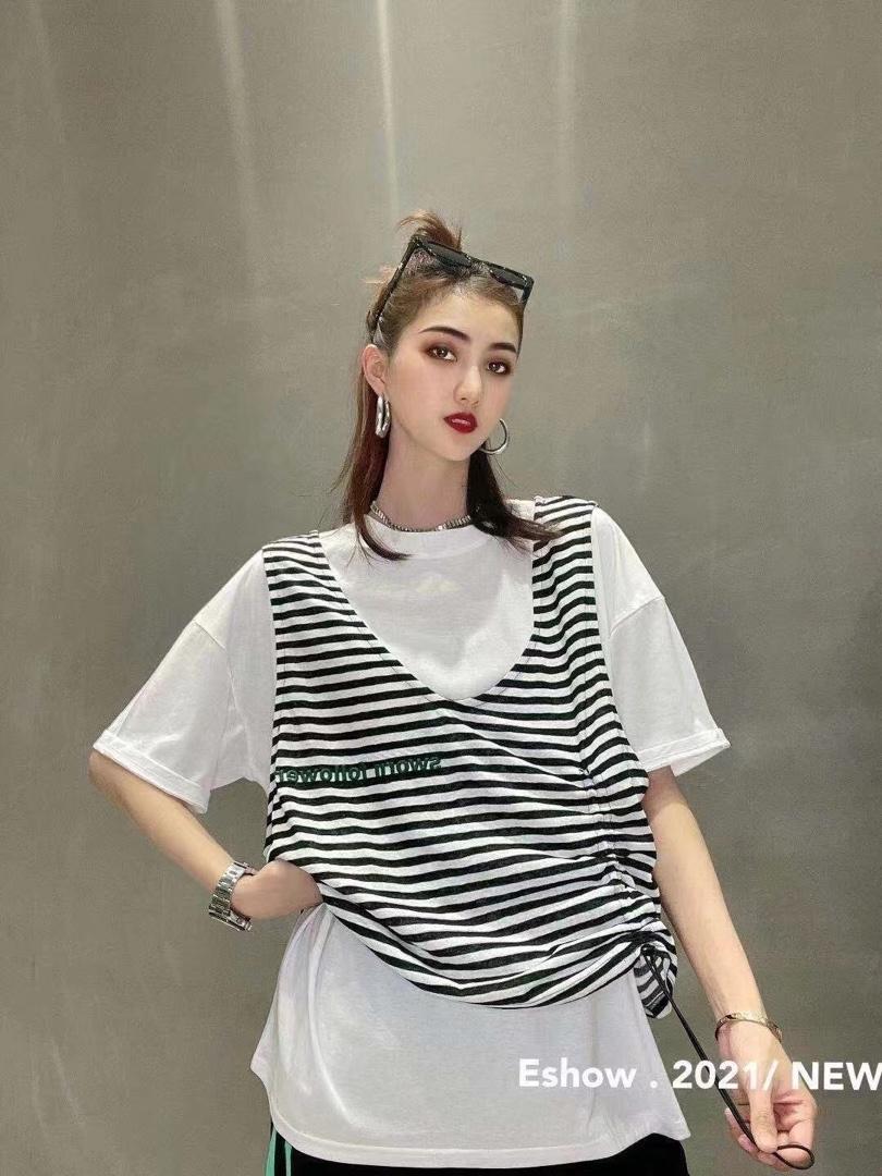 【现货】新款抽绳条纹两件套，女装，AT(2F)