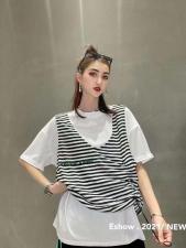 【现货】新款抽绳条纹两件套，女装，AT(2F)