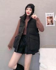 XL9819潮牌大口袋下摆抽绳百分百羽绒马甲，女装马夹，L·H·X