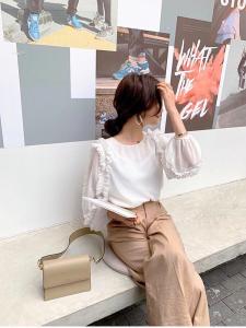 【现货】韩系甜美气质荷叶袖衬衫,女装衬衫,ONE