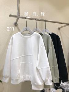 现货 春简易设计感长袖立体切线口袋圆领纯色女卫衣,女装卫衣/绒衫,ABout阿布