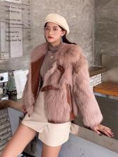 ZAF203同红双排皮扣真狐狸毛皮草外套，女装皮草，L·H·X