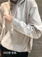 现货春设计感简易双拉链连帽卫衣女长袖休闲裤，女装卫衣/绒衫，ABout阿布