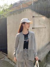 易霏金熙【现货】春季新款丝绒拼接套装，女装职业装，易霏金熙
