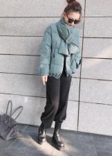 9839款围脖羽绒服 90白鸭绒时尚潮流，羽众不同，温暖过冬，女装羽绒服，蓝衣可