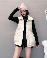 XL9819潮牌大口袋下摆抽绳百分百羽绒马甲，女装马夹，L·H·X